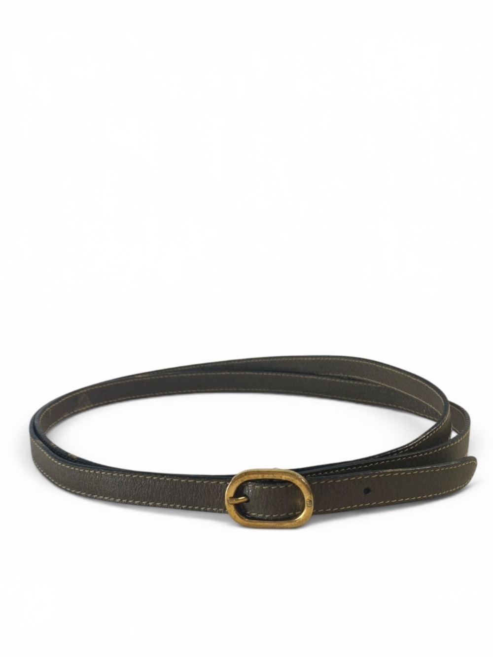 Vintage Gucci Slim Dark Green Leather Belt Gold Buckle Italy – Extended Size